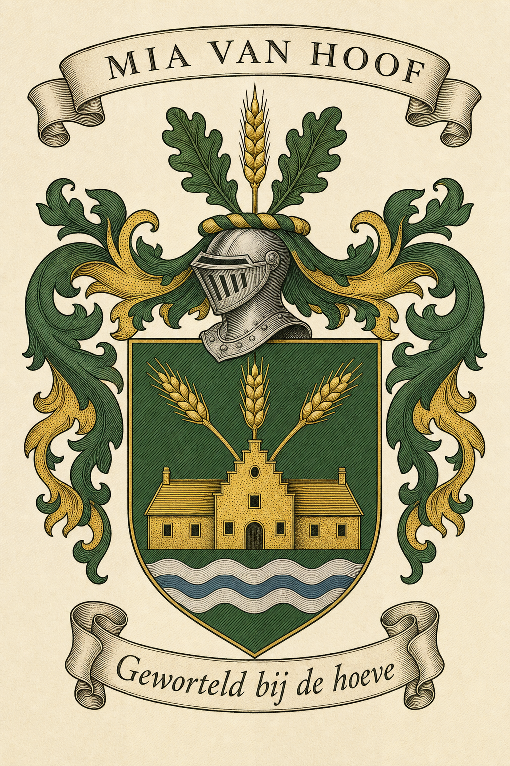Familiewapen van de achternaam MIA VAN HOOF (vergrendeld)