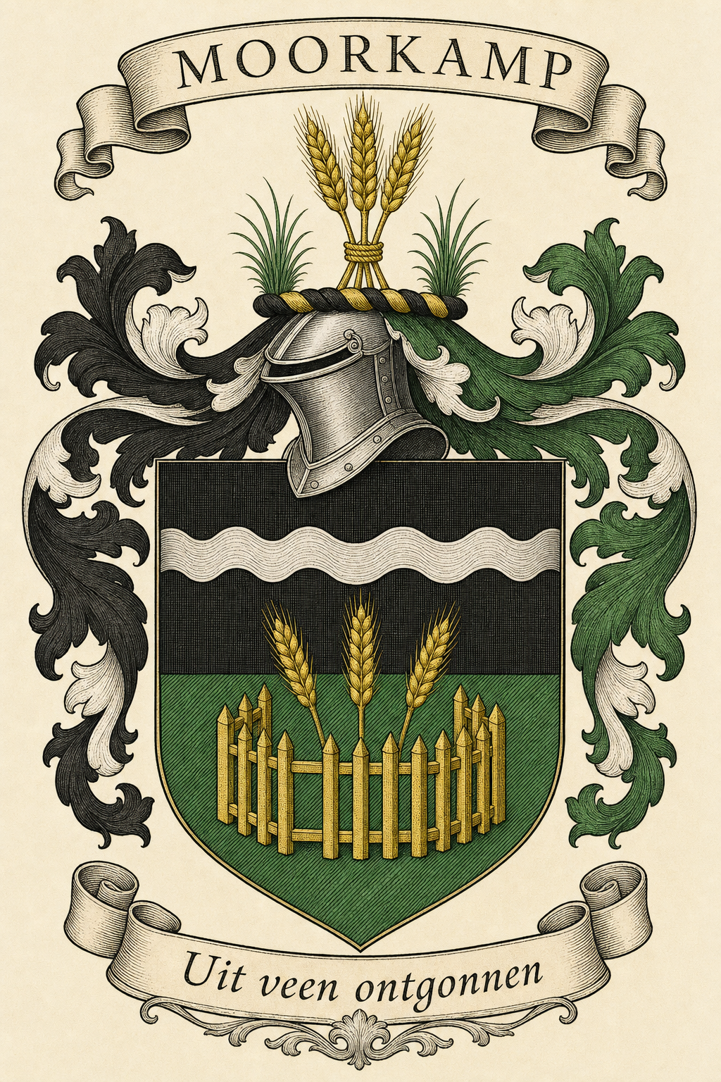 Familiewapen van de achternaam MOORKAMP (vergrendeld)