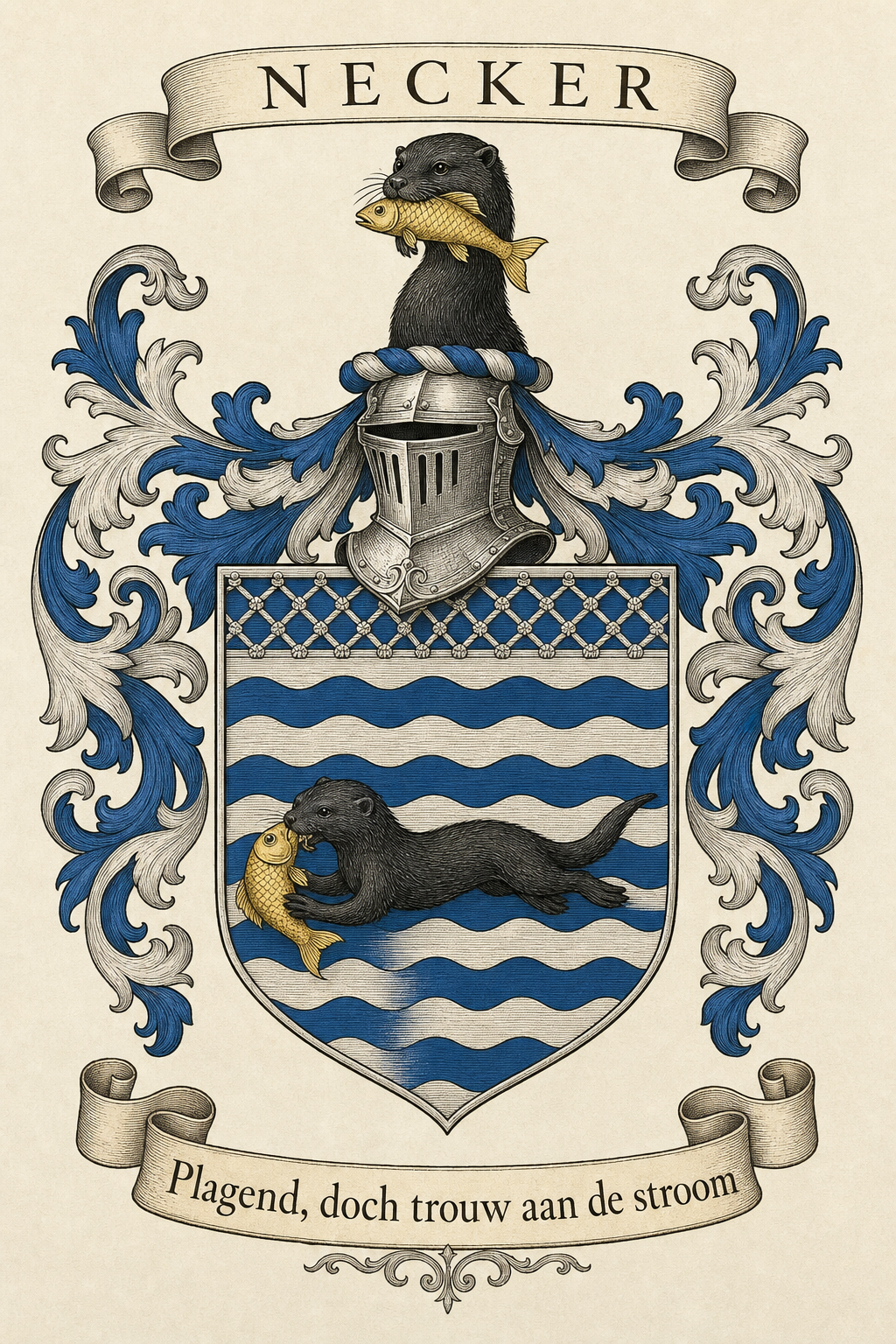 Familiewapen van de achternaam NECKER (vergrendeld)
