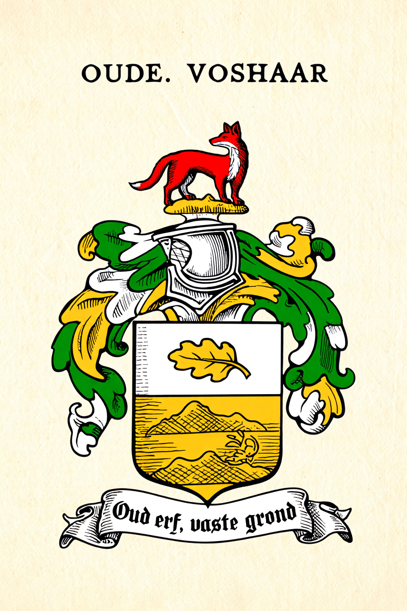 Familiewapen van de achternaam OUDE. VOSHAAR (vergrendeld)
