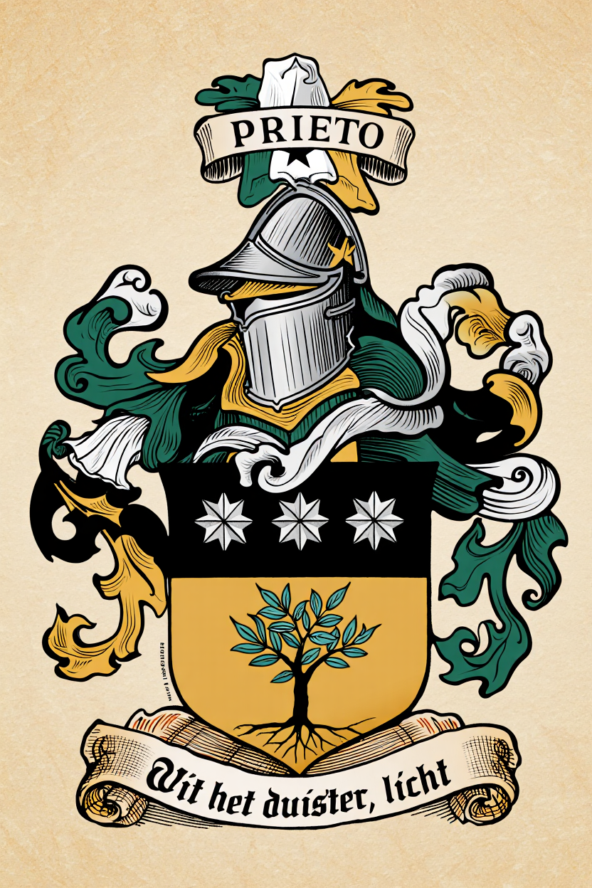 Familiewapen van de achternaam PRIETO (vergrendeld)