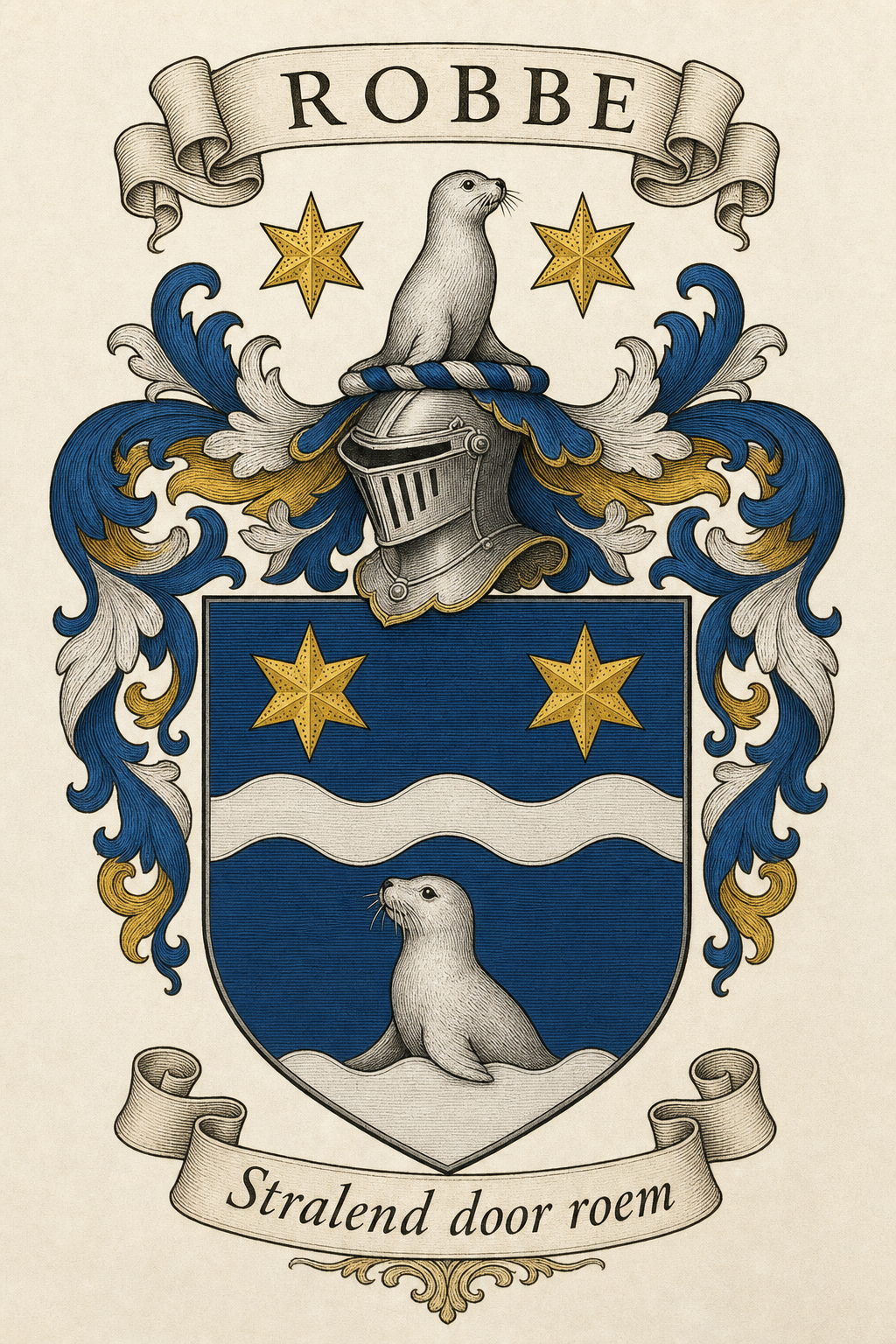 Familiewapen van de achternaam ROBBE (vergrendeld)