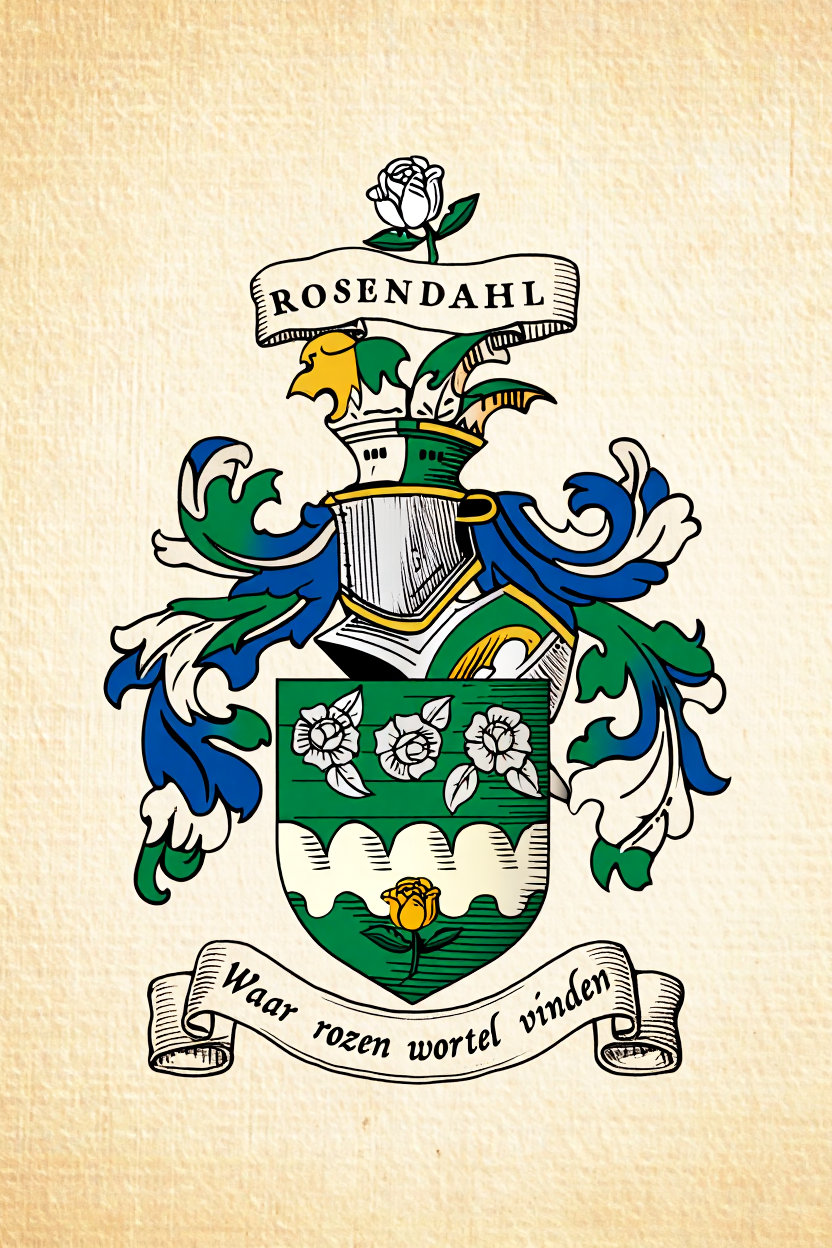 Familiewapen van de achternaam ROSENDAHL (vergrendeld)