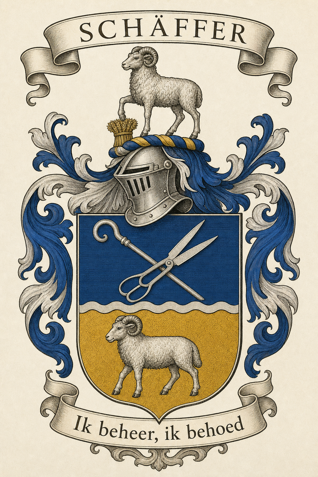 Familiewapen van de achternaam SCHÄFFER (vergrendeld)