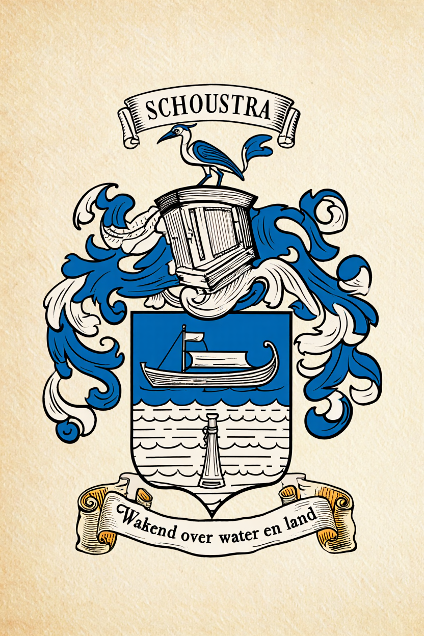 Familiewapen van de achternaam SCHOUSTRA (vergrendeld)