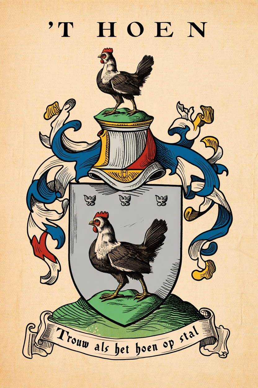 Familiewapen van de achternaam 'T HOEN (vergrendeld)
