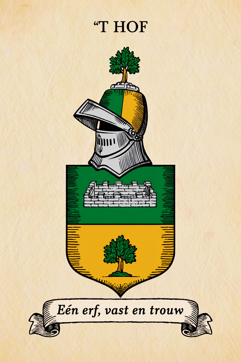 Familiewapen van de achternaam ‘T HOF (vergrendeld)