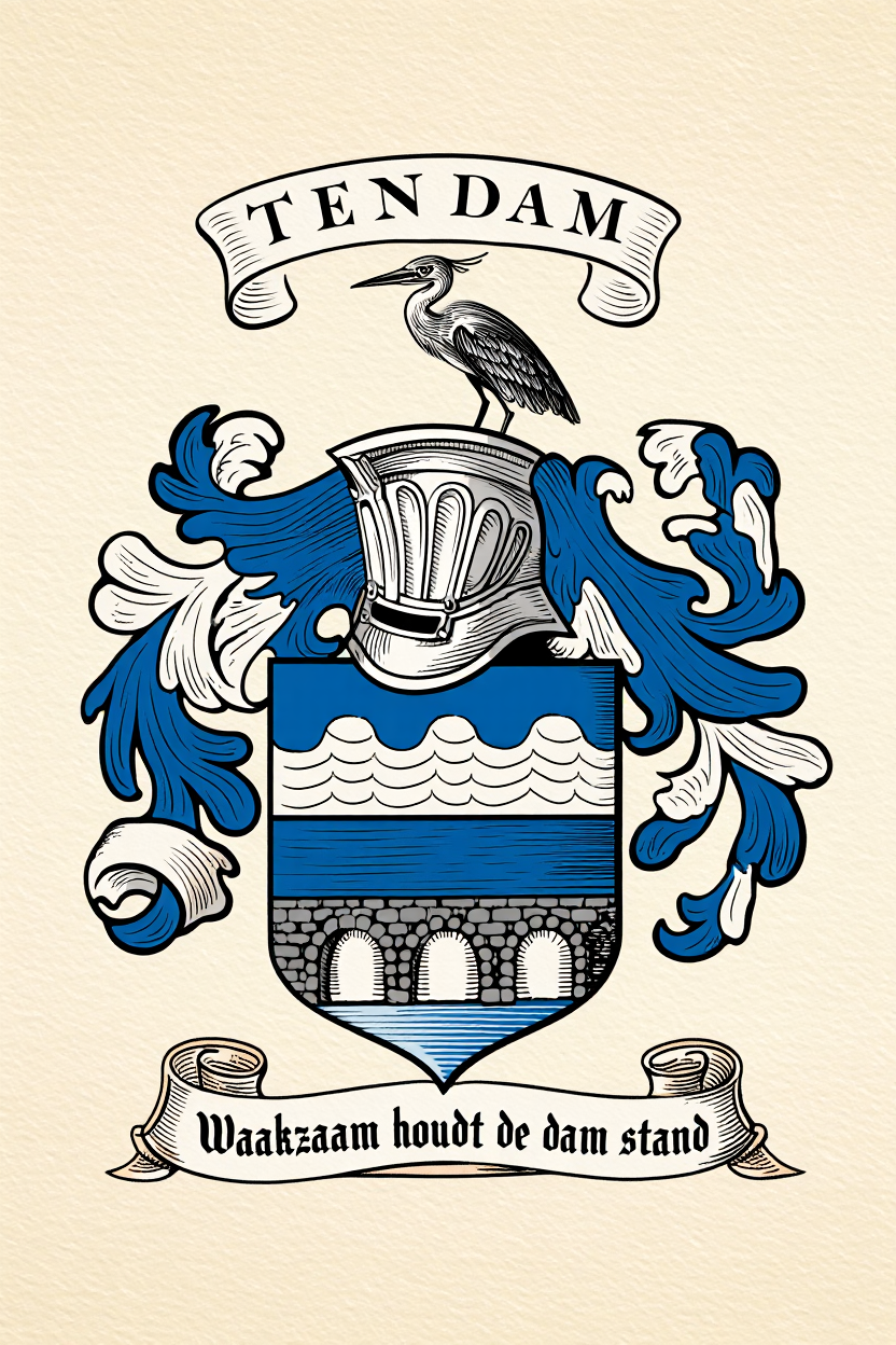 Familiewapen van de achternaam TEN DAM (vergrendeld)