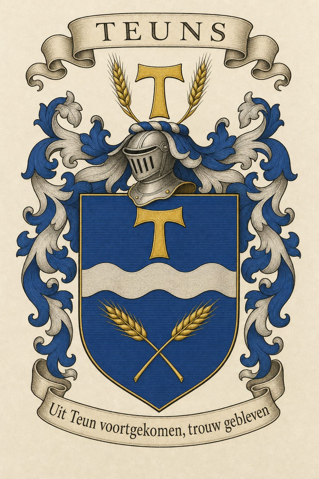 Familiewapen van de achternaam TEUNS (vergrendeld)