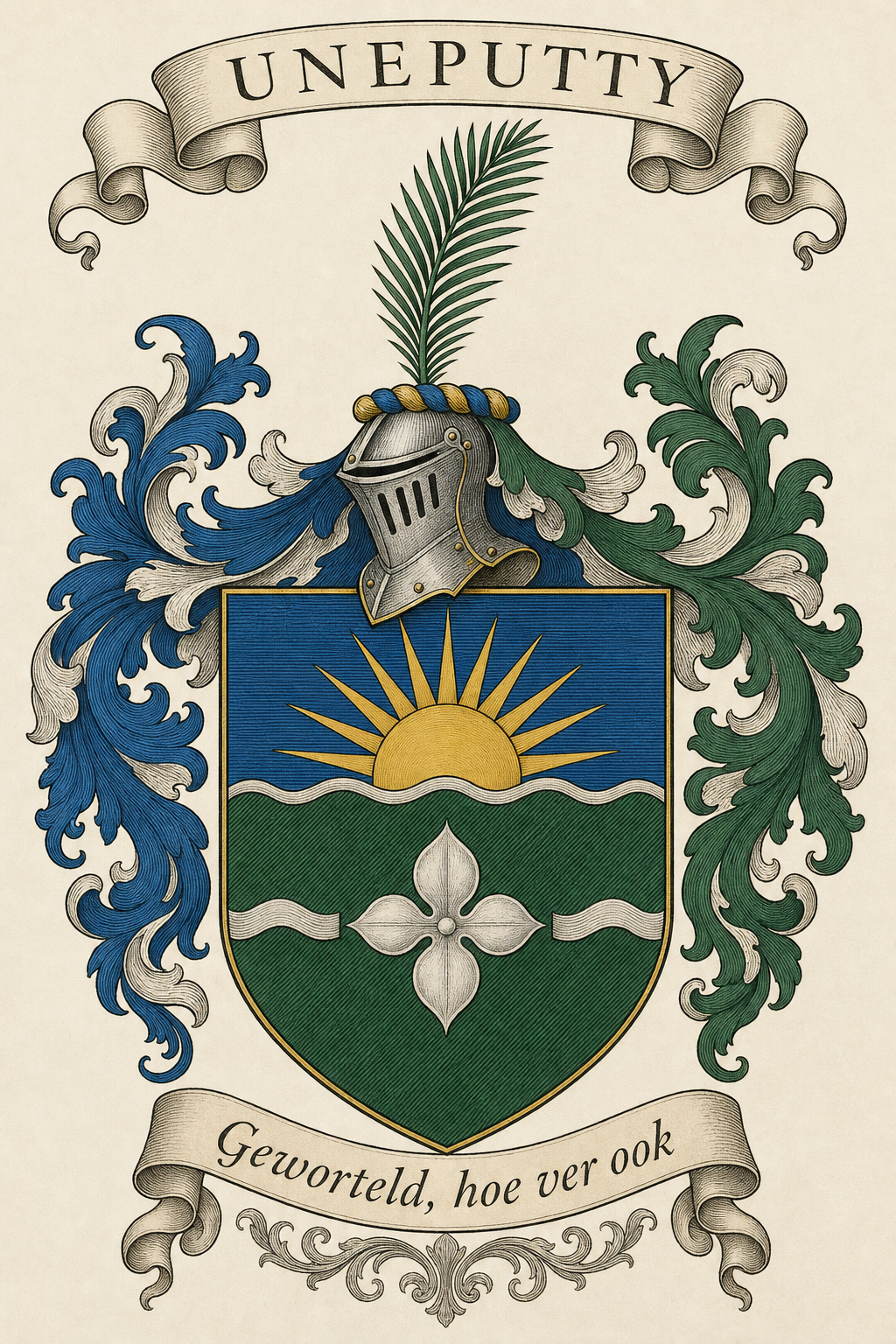 Familiewapen van de achternaam UNEPUTTY (vergrendeld)