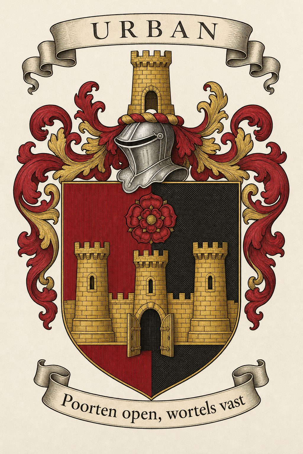 Familiewapen van de achternaam URBAN (vergrendeld)