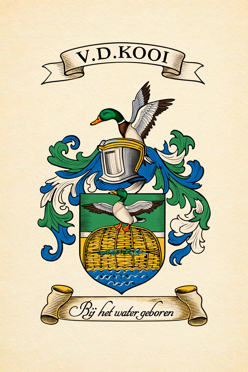 Familiewapen van de achternaam V.D.KOOI (vergrendeld)
