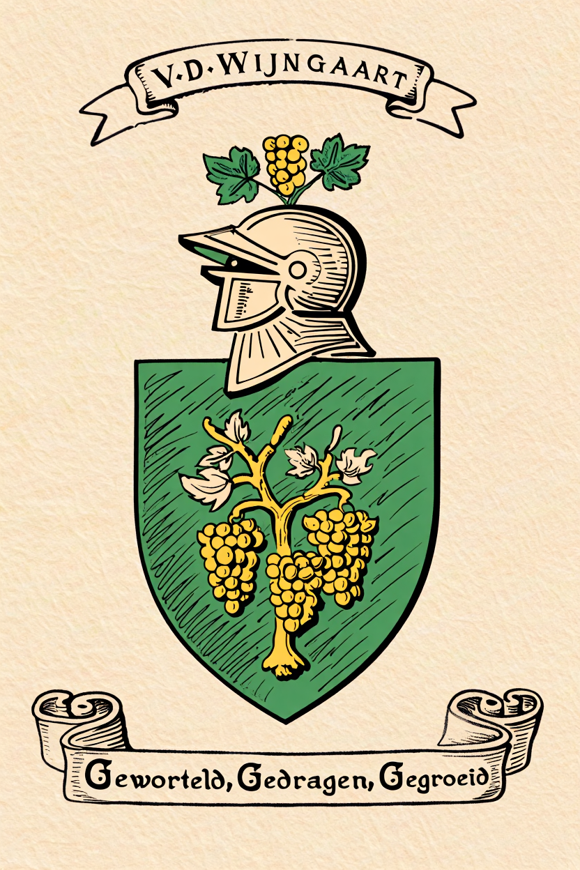 Familiewapen van de achternaam V.D.WIJNGAART (vergrendeld)