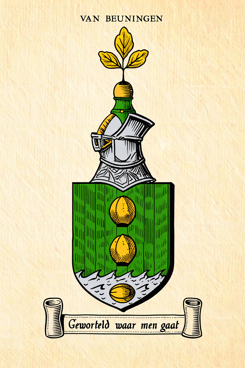 Familiewapen van de achternaam VAN BEUNINGEN (vergrendeld)