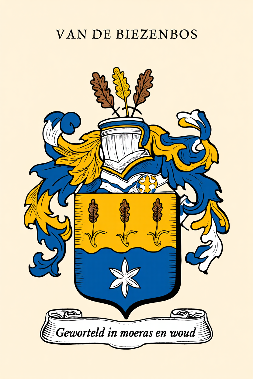 Familiewapen van de achternaam VAN DE BIEZENBOS (vergrendeld)