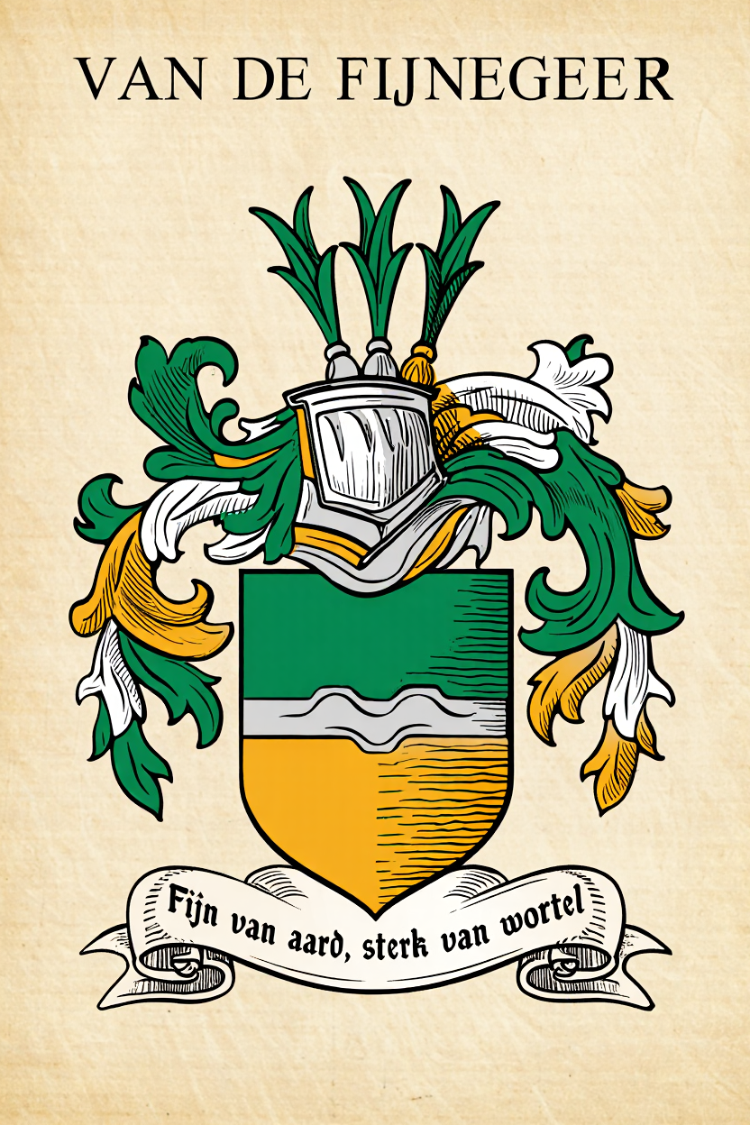 Familiewapen van de achternaam VAN DE FIJNEGEER (vergrendeld)