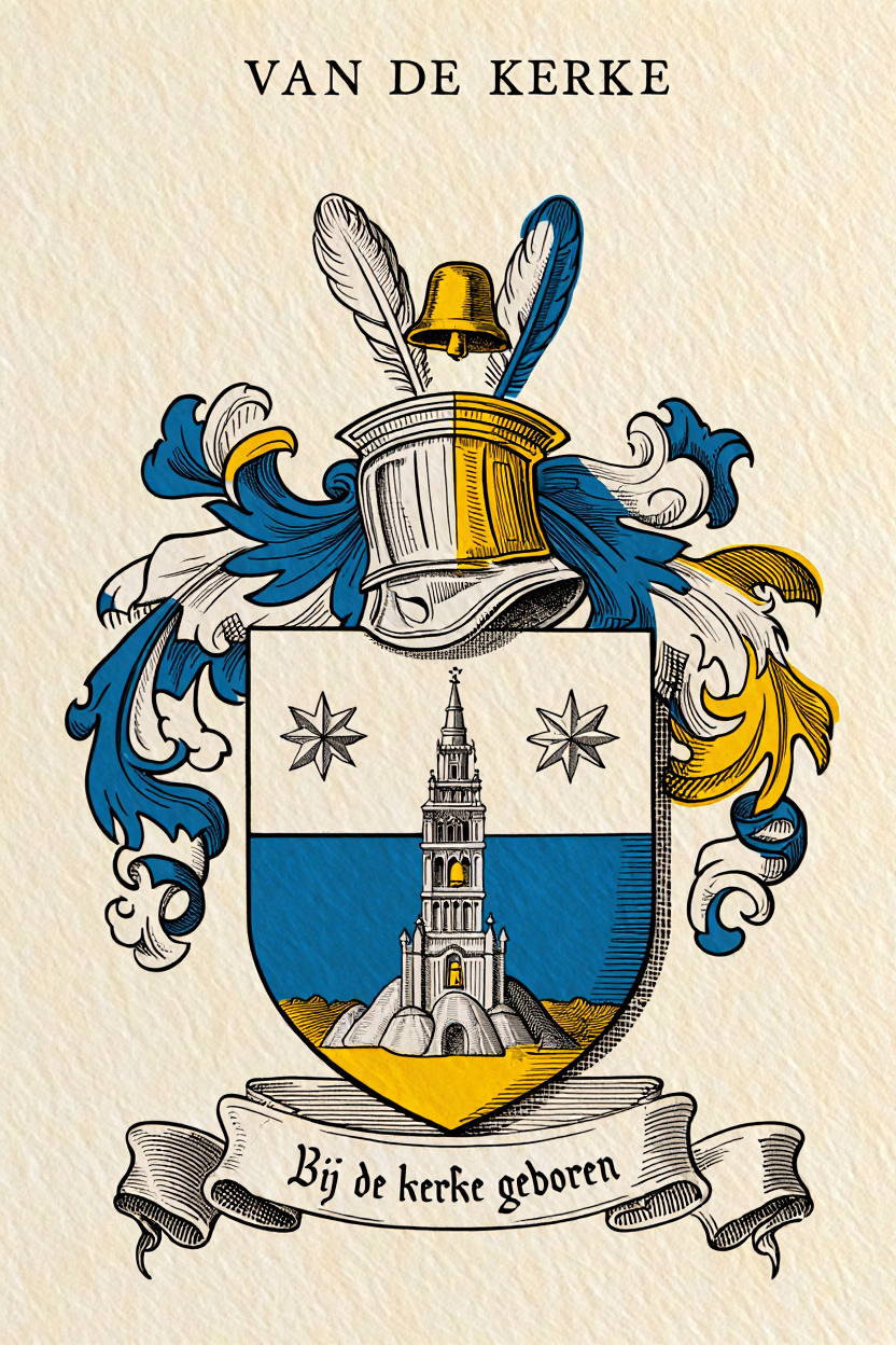 Familiewapen van de achternaam VAN DE KERKE (vergrendeld)