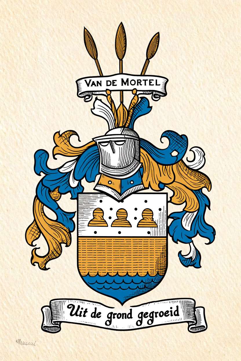 Familiewapen van de achternaam VAN DE MORTEL (vergrendeld)