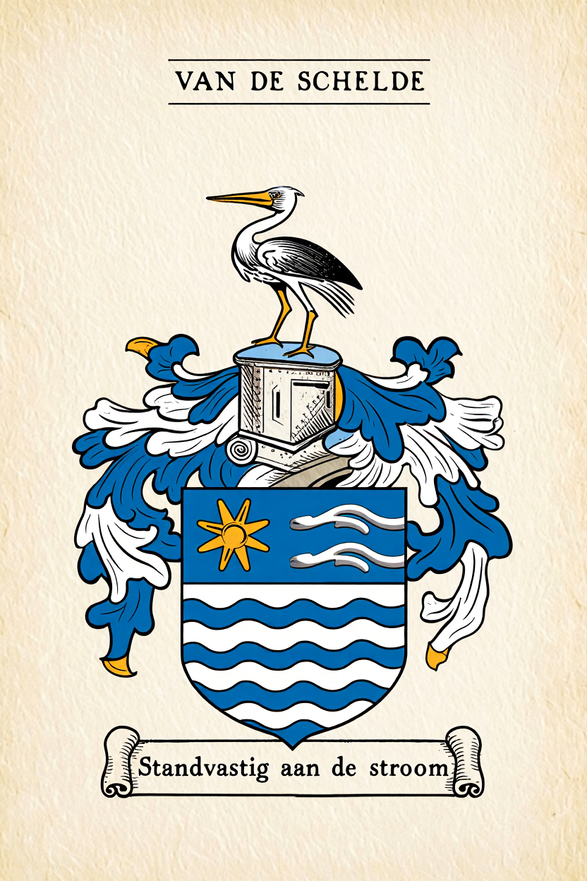 Familiewapen van de achternaam VAN DE SCHELDE (vergrendeld)