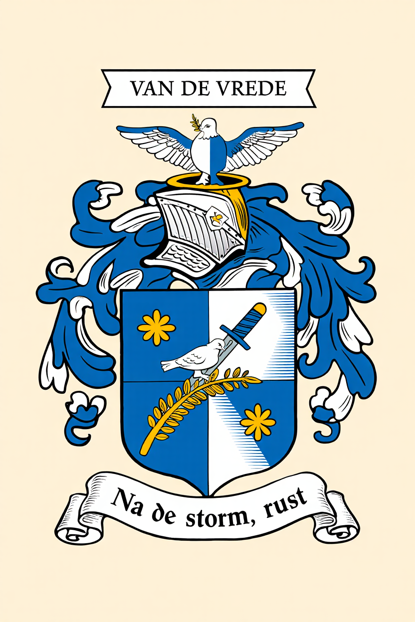 Familiewapen van de achternaam VAN DE VREDE (vergrendeld)