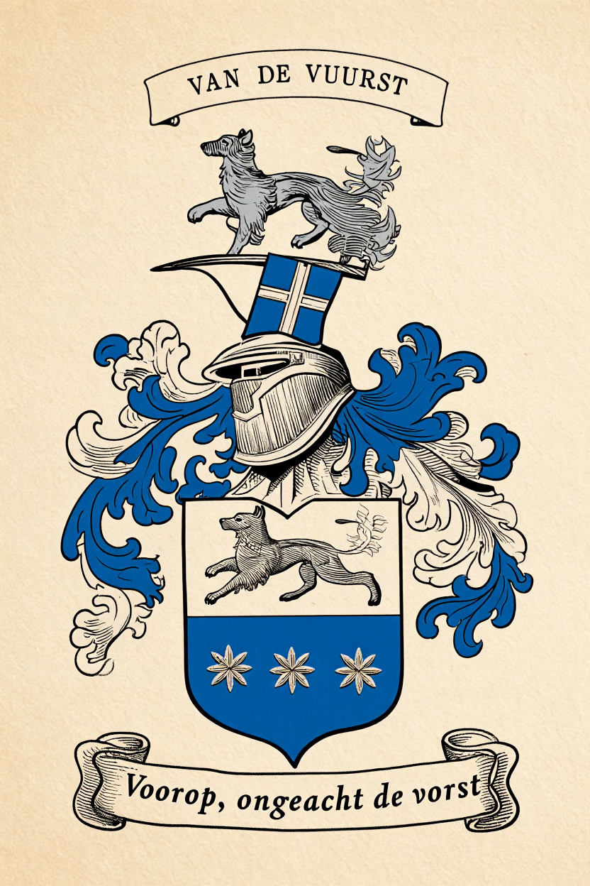 Familiewapen van de achternaam VAN DE VUURST (vergrendeld)