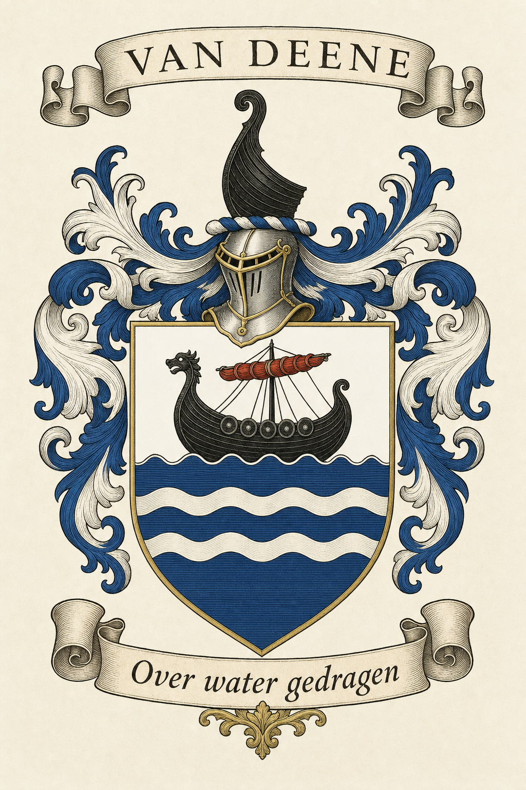 Familiewapen van de achternaam VAN DEENE (vergrendeld)