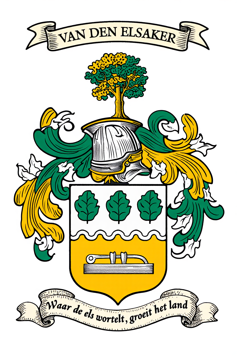 Familiewapen van de achternaam VAN DEN ELSAKER (vergrendeld)