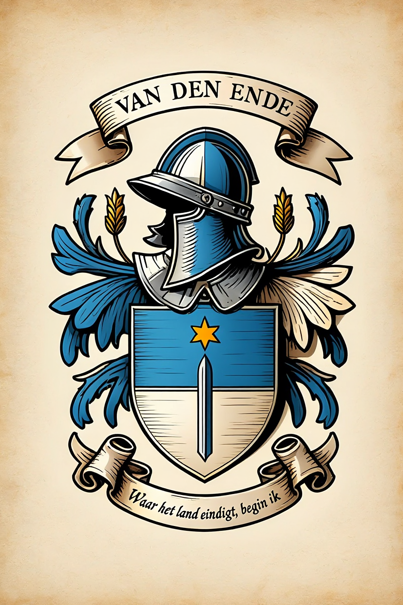 Familiewapen van de achternaam VAN DEN ENDE (vergrendeld)