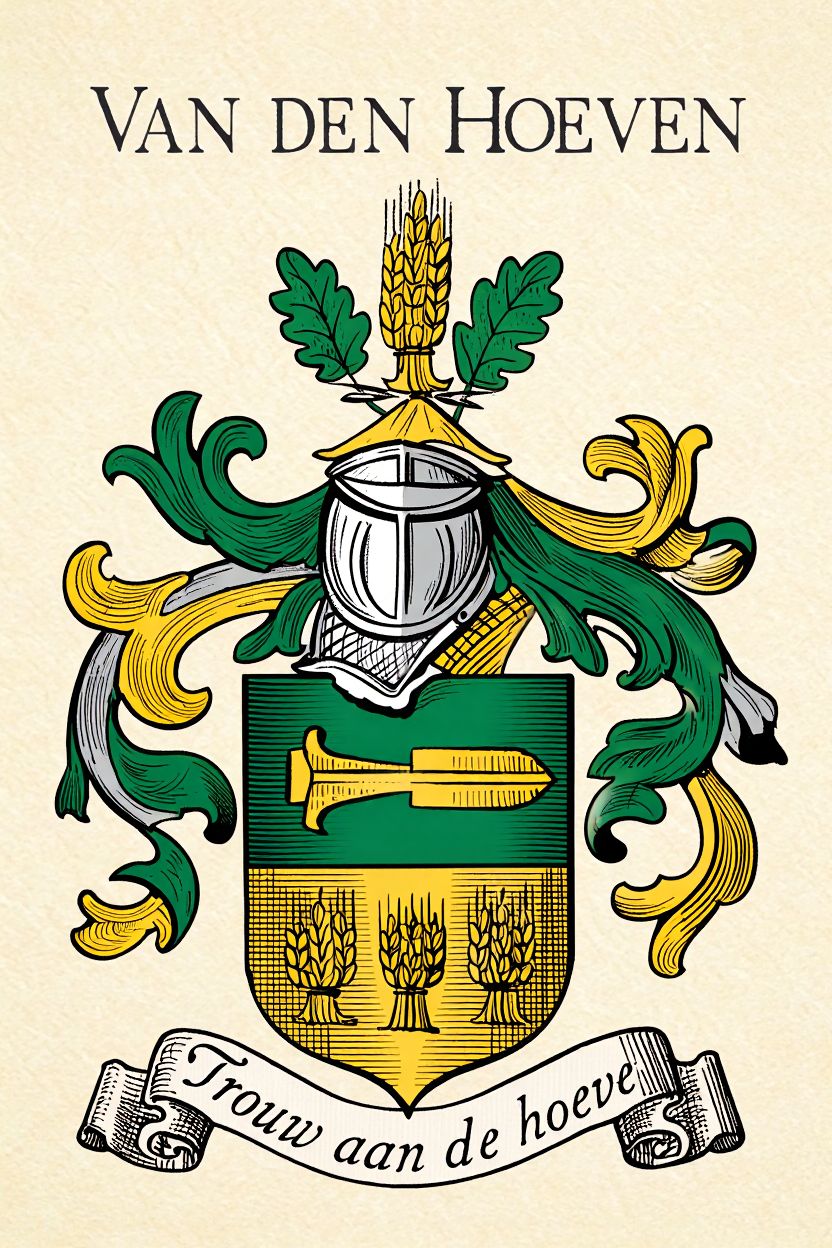 Familiewapen van de achternaam VAN DEN HOEVEN (vergrendeld)