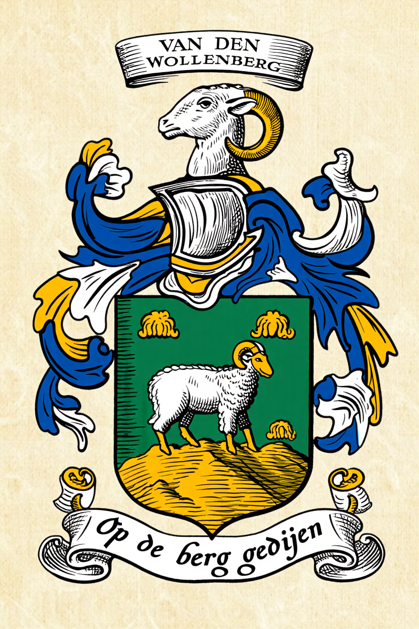 Familiewapen van de achternaam VAN DEN WOLLENBERG (vergrendeld)