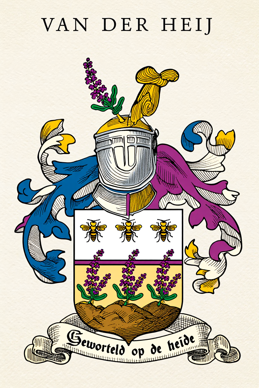 Familiewapen van de achternaam VAN DER HEIJ (vergrendeld)