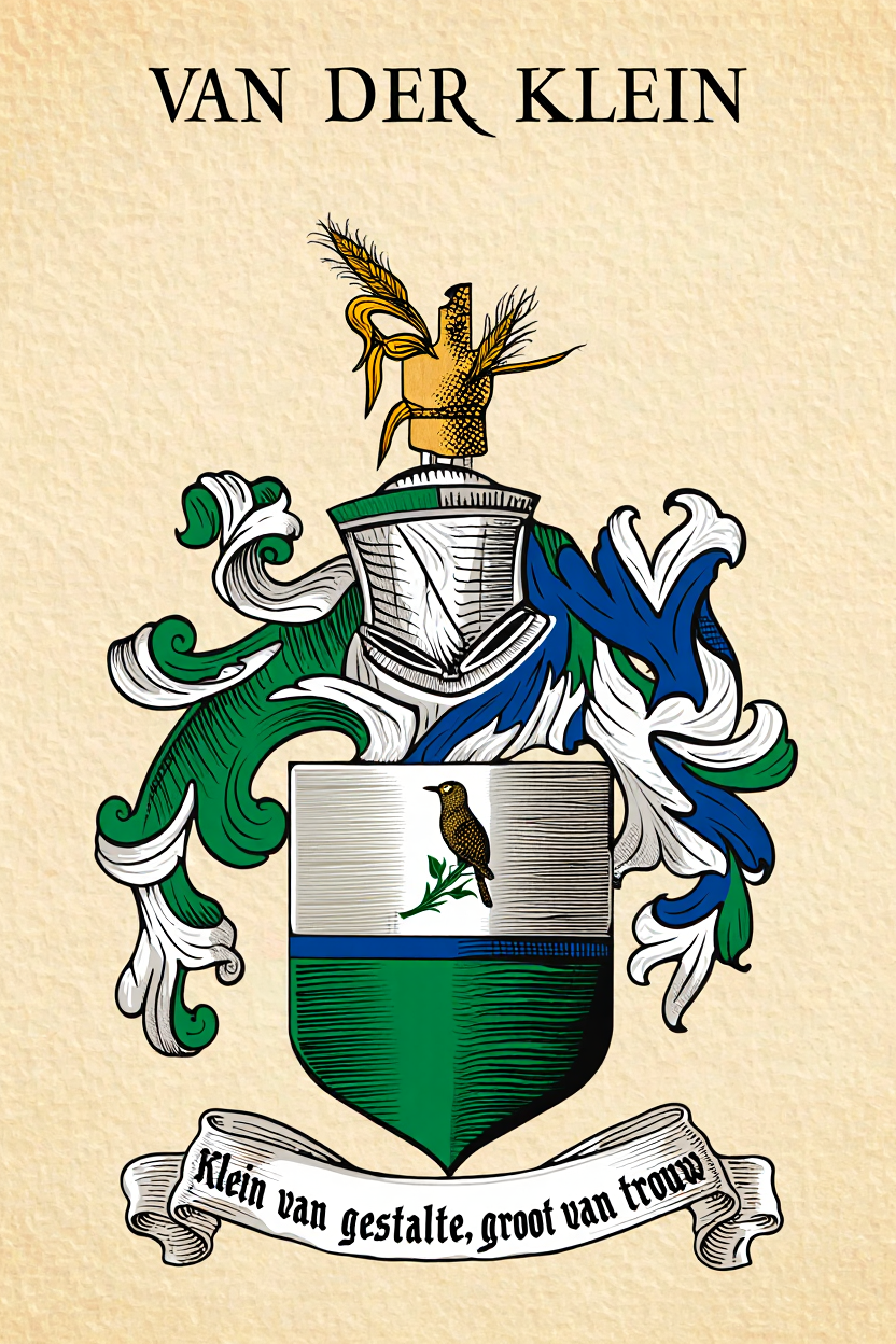 Familiewapen van de achternaam VAN DER KLEIN (vergrendeld)