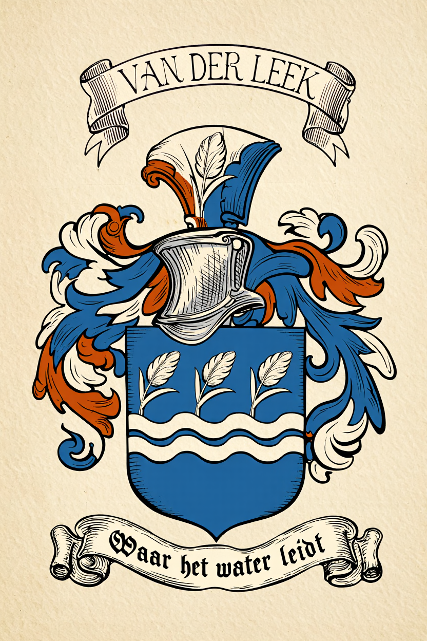 Familiewapen van de achternaam VAN DER LEEK (vergrendeld)