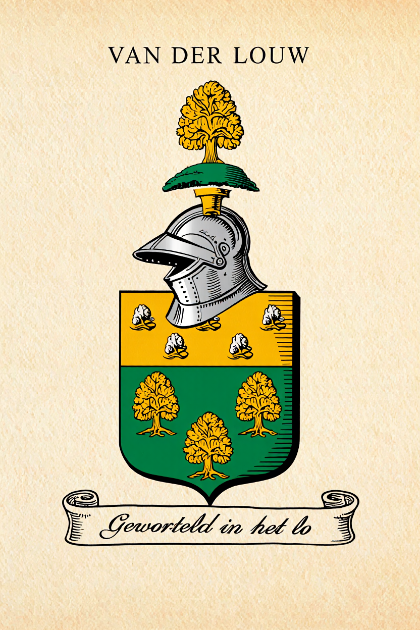 Familiewapen van de achternaam VAN DER LOUW (vergrendeld)