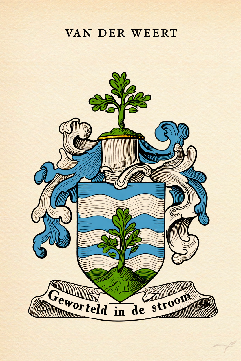 Familiewapen van de achternaam VAN DER WEERT (vergrendeld)