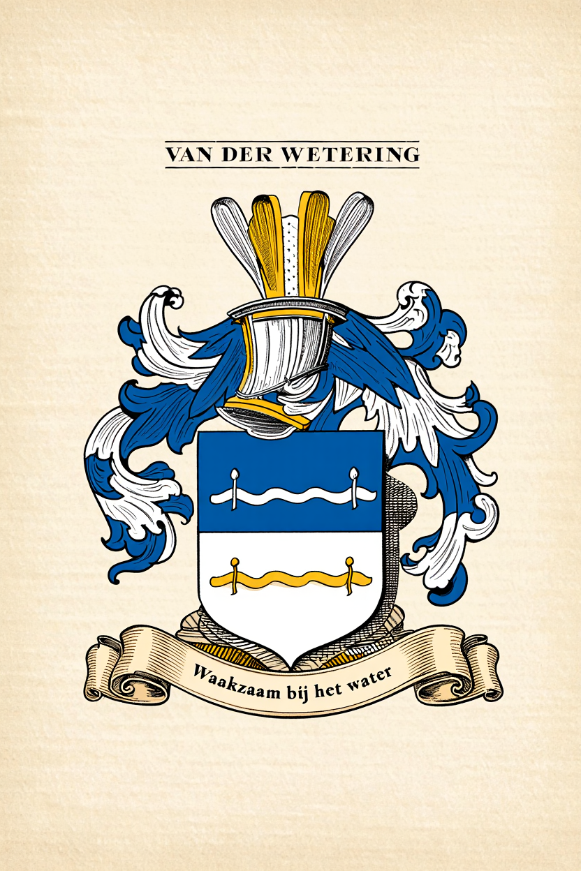 Familiewapen van de achternaam VAN DER WETERING (vergrendeld)