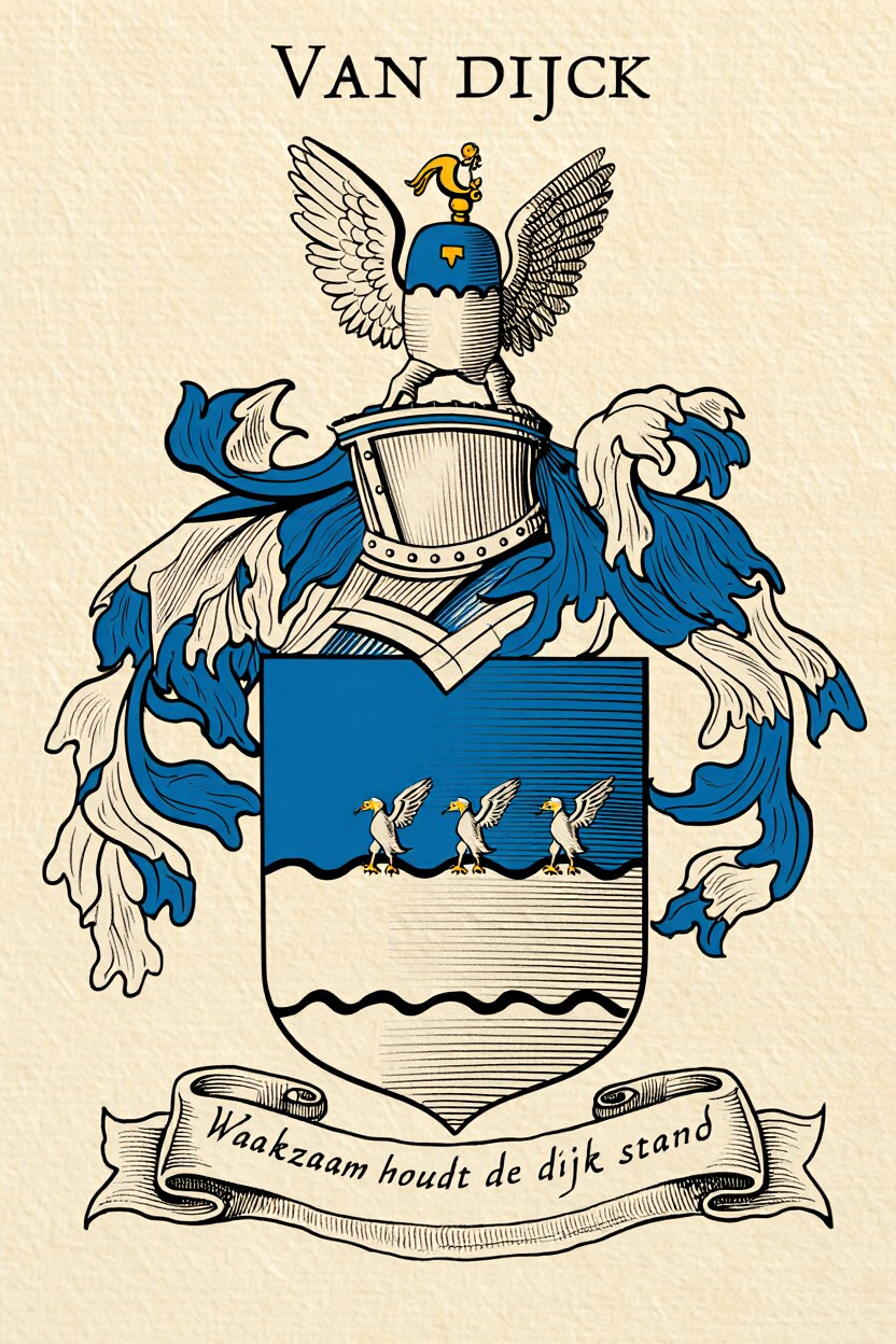 Familiewapen van de achternaam VAN DIJCK (vergrendeld)