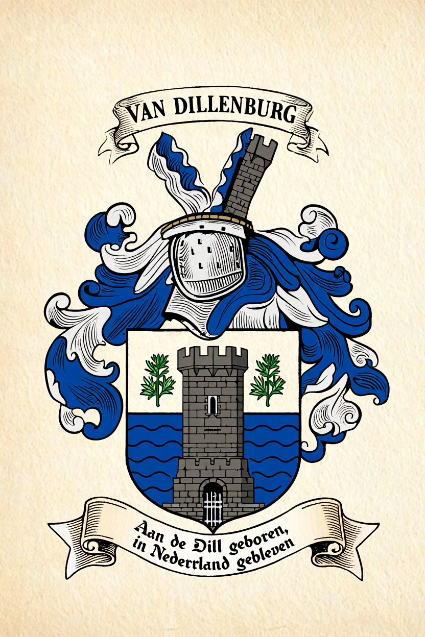 Familiewapen van de achternaam VAN DILLENBURG (vergrendeld)