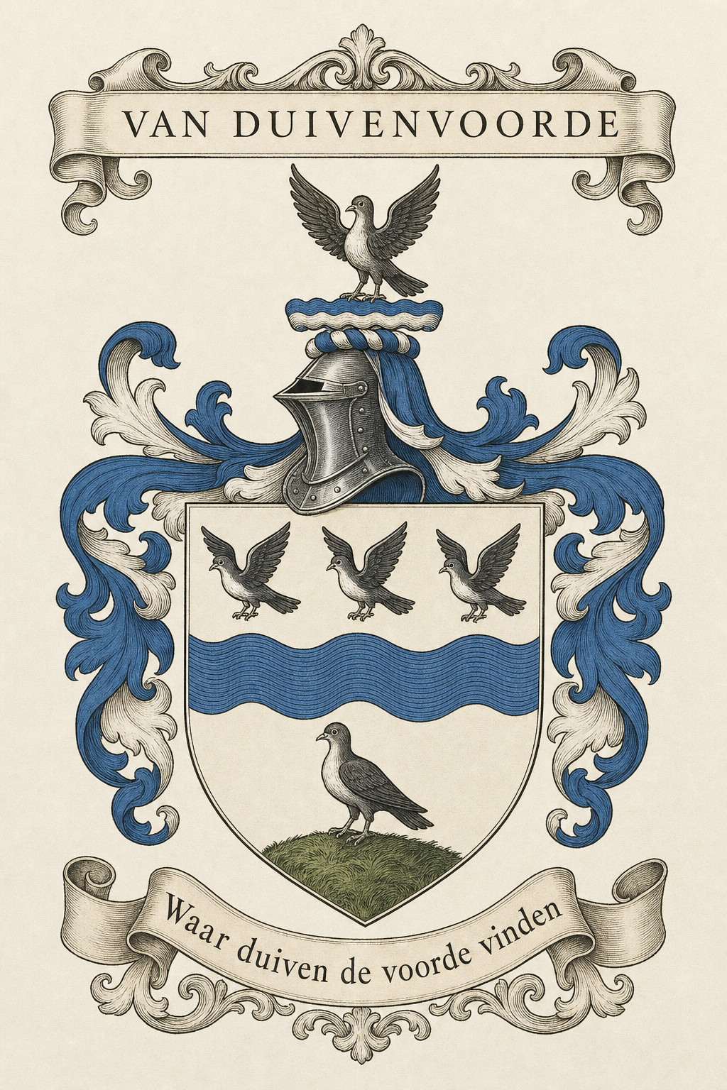 Familiewapen van de achternaam VAN DUIVENVOORDE (vergrendeld)