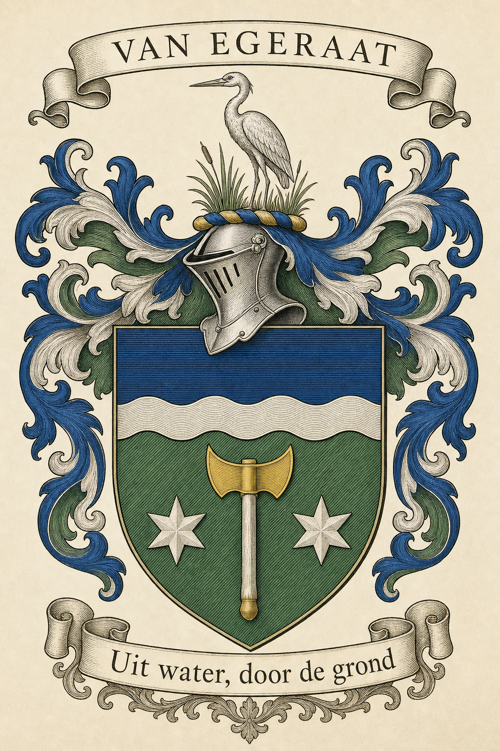 Familiewapen van de achternaam VAN EGERAAT (vergrendeld)