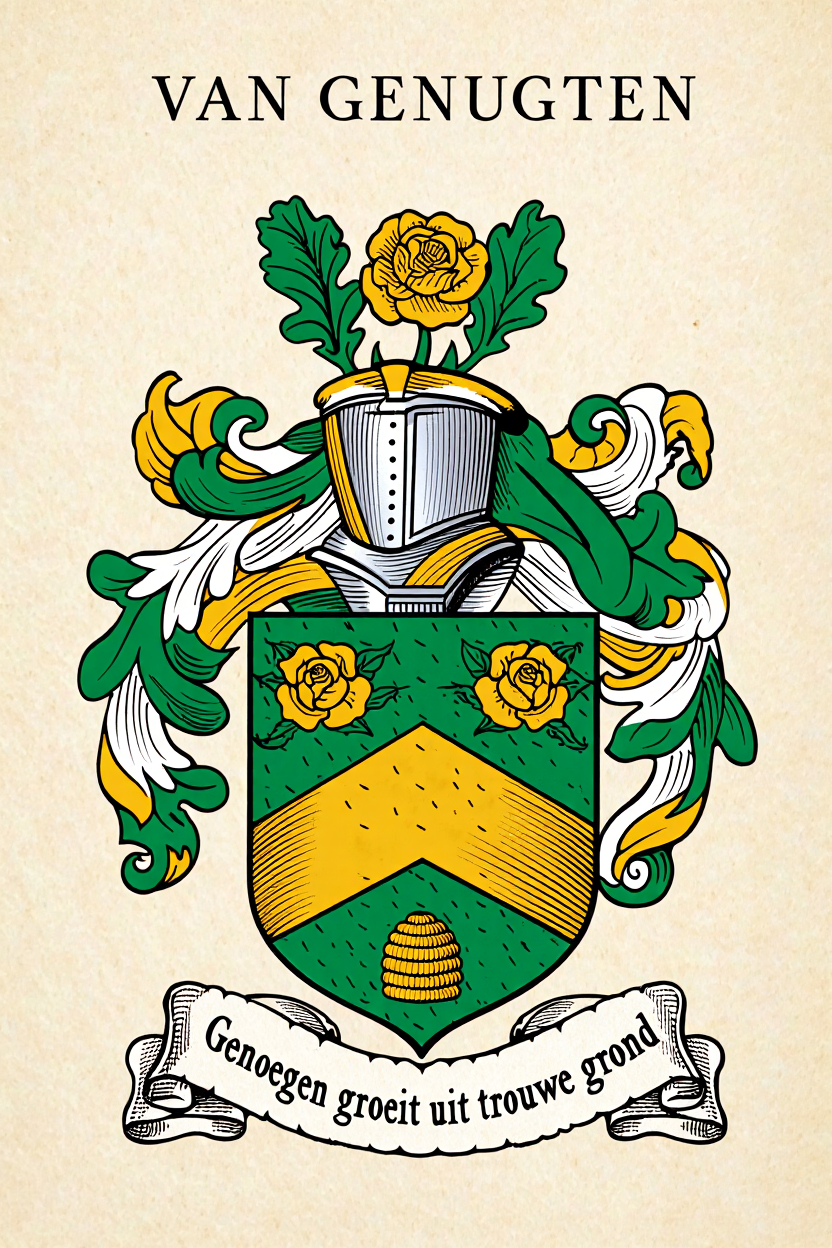 Familiewapen van de achternaam VAN GENUGTEN (vergrendeld)