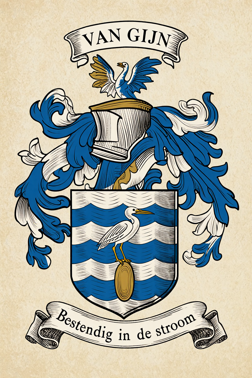 Familiewapen van de achternaam VAN GIJN (vergrendeld)