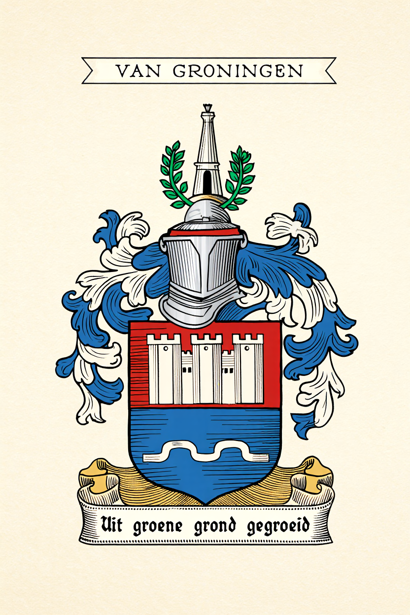 Familiewapen van de achternaam VAN GRONINGEN (vergrendeld)