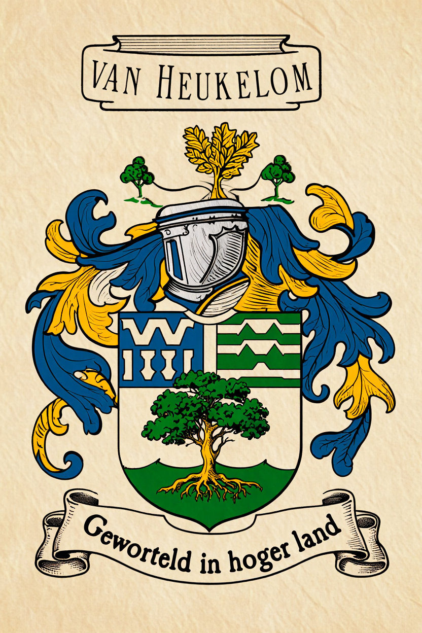 Familiewapen van de achternaam VAN HEUKELOM (vergrendeld)