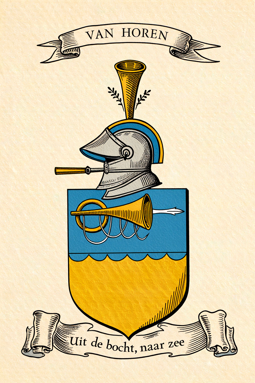 Familiewapen van de achternaam VAN HOREN (vergrendeld)