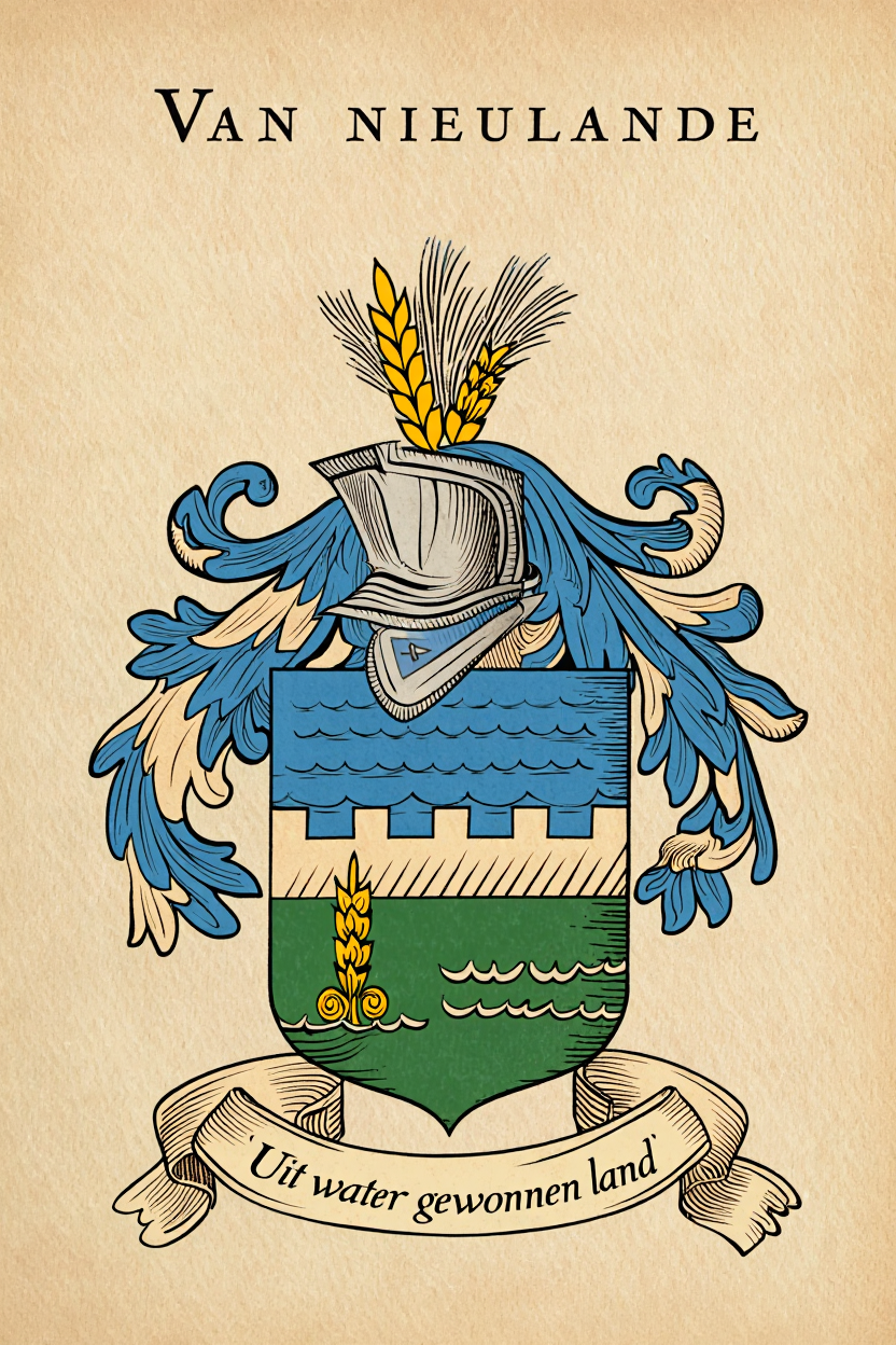 Familiewapen van de achternaam VAN NIEULANDE (vergrendeld)