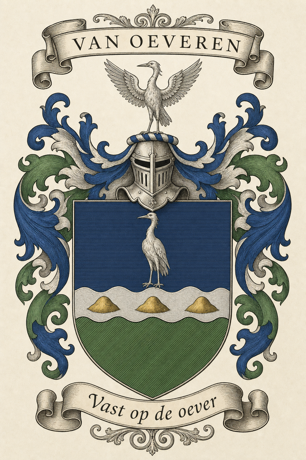 Familiewapen van de achternaam VAN OEVEREN (vergrendeld)
