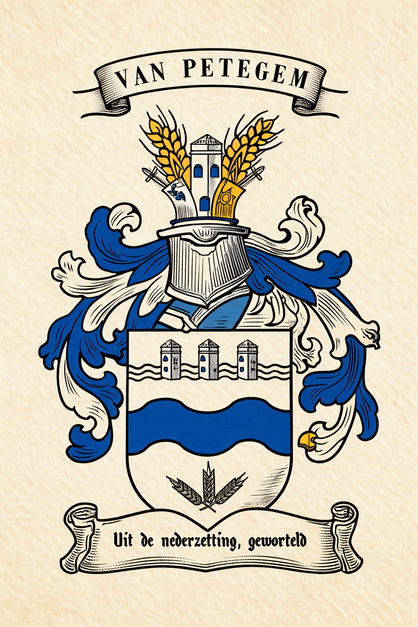 Familiewapen van de achternaam VAN PETEGEM (vergrendeld)
