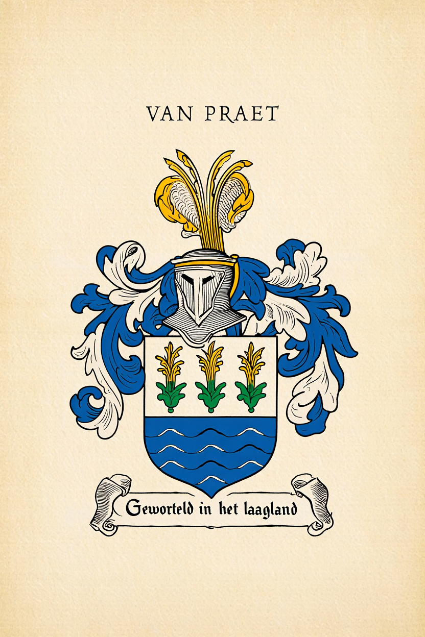 Familiewapen van de achternaam VAN PRAET (vergrendeld)