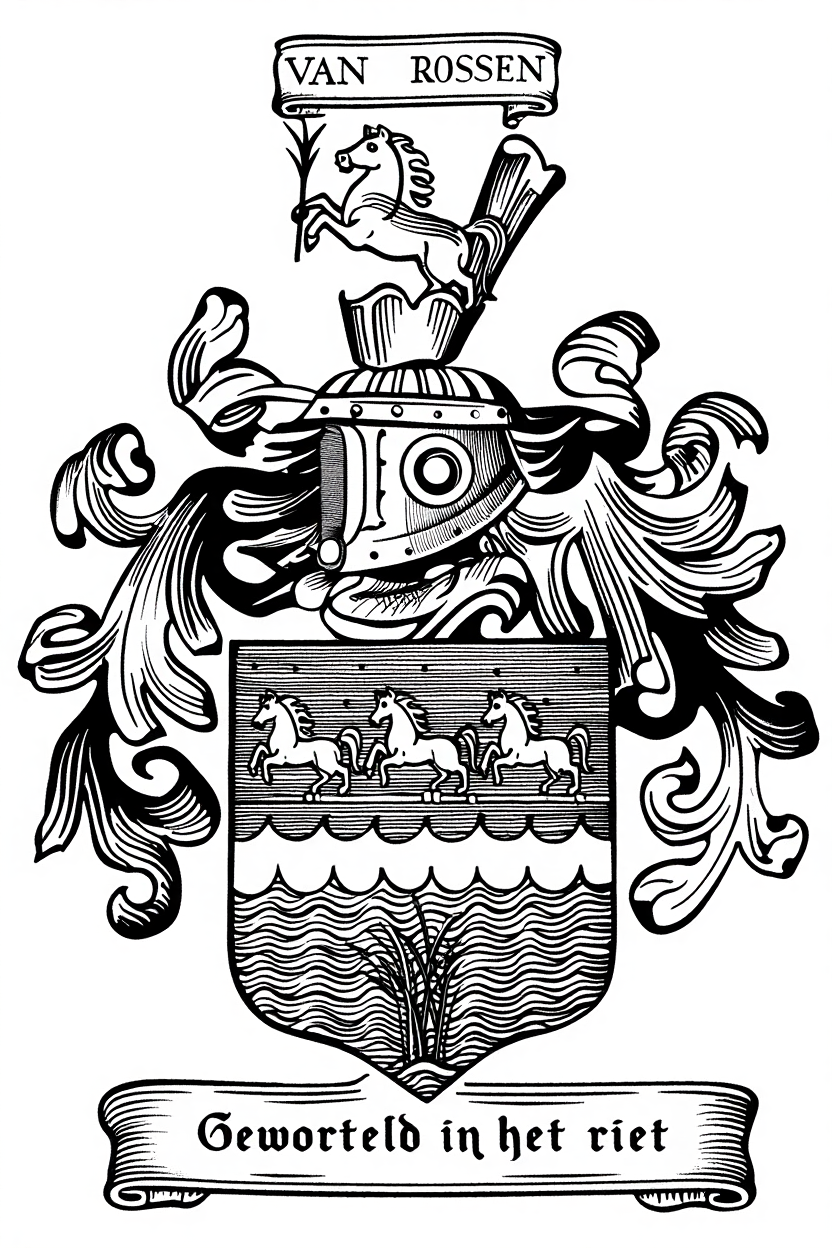 Familiewapen van de achternaam VAN ROSSEN (vergrendeld)